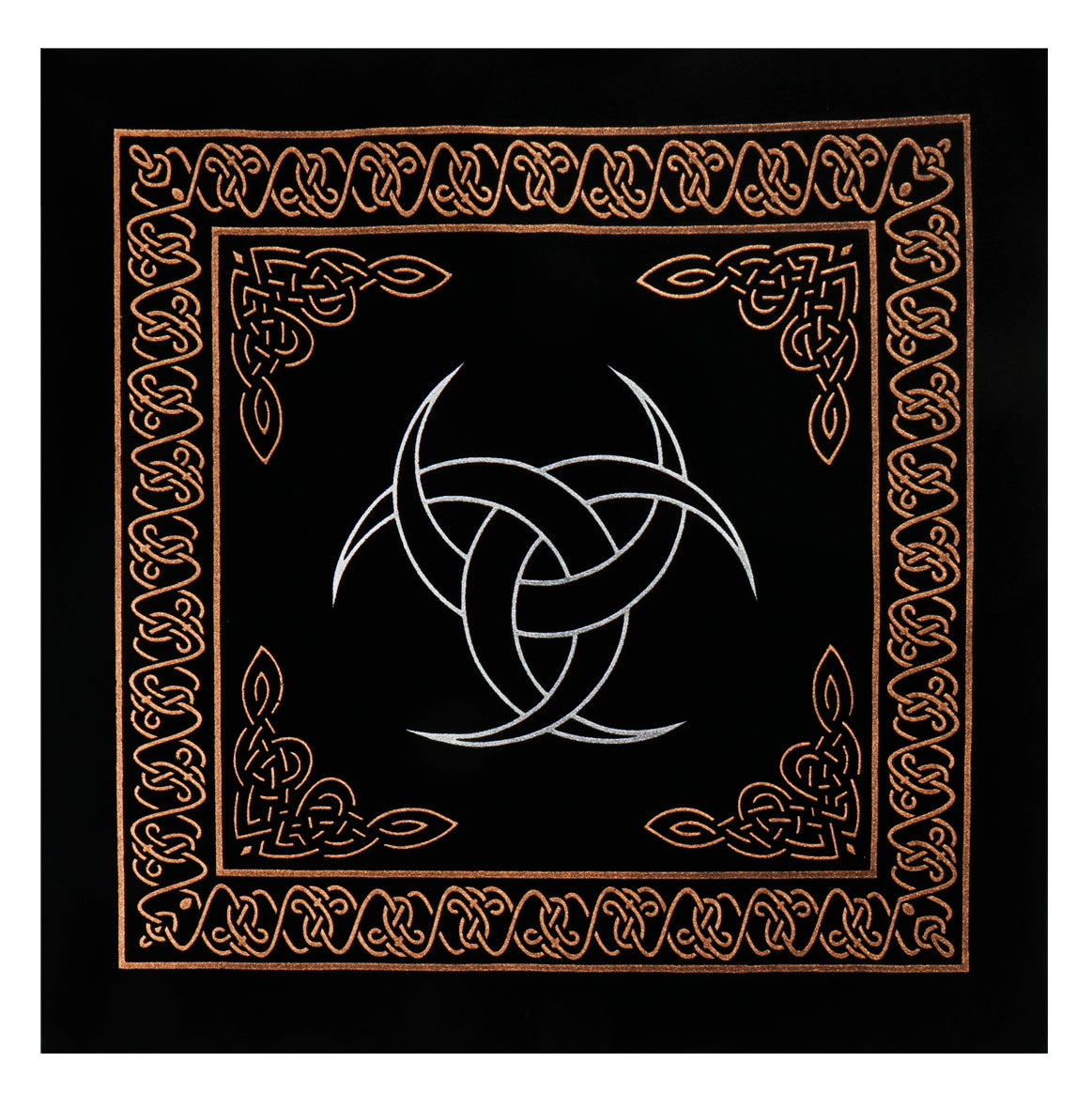 Luxurious velvet altar cloth featuring a Celtic crescent design, perfect for enhancing tarot readings and spiritual practices.