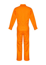 Mens Lightweight Cotton Drill Overall in vibrant orange, featuring multiple pockets and zipper closure for workwear comfort.