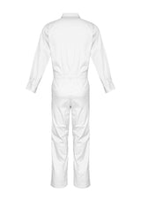 Mens Lightweight Cotton Drill Overall in white, featuring multiple pockets, zipper closure, and made from breathable 190 gsm cotton.
