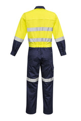Mens Rugged Cooling Taped Overall in Yellow/Navy featuring durable cotton ripstop, venting, and practical pockets for work.