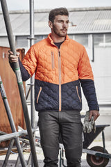 Unisex Black Hexagonal Puffer Jacket in 5XL, featuring warm insulation, water resistance, and multiple secure pockets.