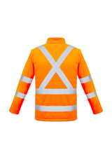 Unisex Hi-Vis orange soft shell jacket featuring removable sleeves, waterproof design, and enhanced visibility for safety.