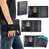 Sleek 2-in-1 iPad holder and journal with zippered closure, pockets, and included 50-page journal for organized tech users.