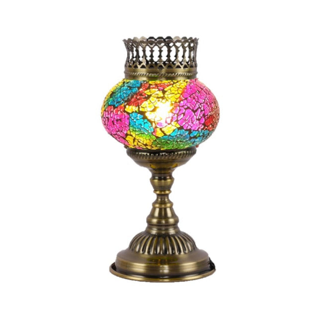 Turkish Lamp Oil Burner, 27 cm high, 14 cm wide, handcrafted with vibrant colors for a cozy ambiance and relaxation.