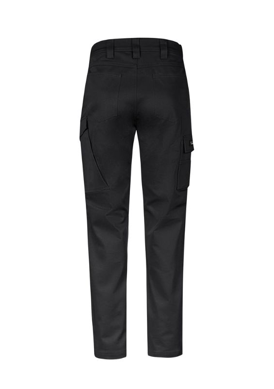 Men's black stretch cargo pants with multiple pockets, slim fit design, and durable fabric for comfort and utility. Size 72.