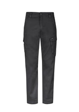 Syzmik Men's Essential Stretch Cargo Pants in Charcoal, featuring a slim fit, durable fabric, and multiple practical pockets.