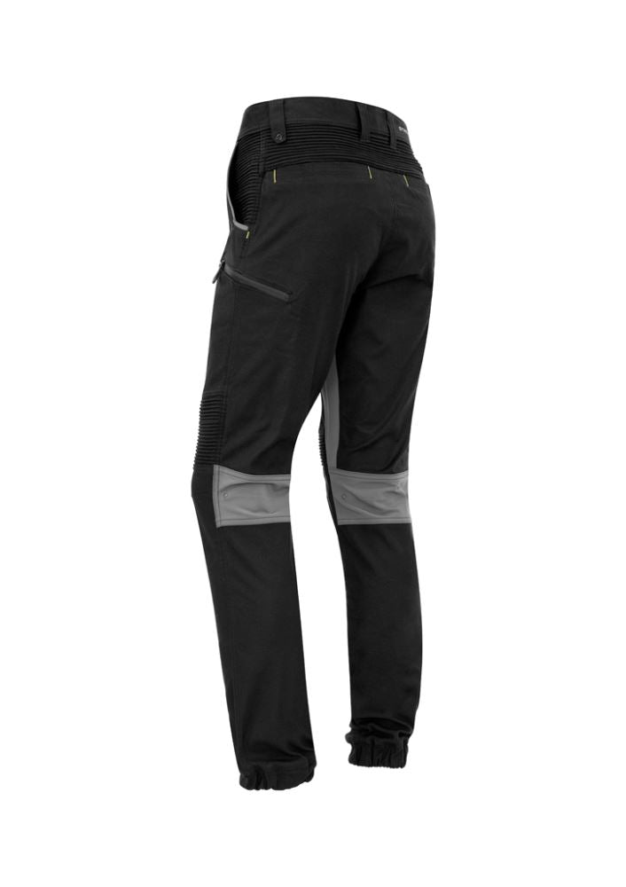 Syzmik Men's Streetworx Stretch Pant in Black featuring 4-way stretch, slim fit, and multiple secure pockets for versatile wear.