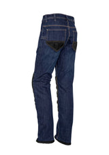 Men's Heavy-Duty Cordura Stretch Denim Jeans in blue, featuring reinforced knee patches and a straight leg fit for durability and comfort.