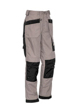 Syzmik Mens Ultralite Multi-Pocket Pants in Khaki Black, featuring durable fabric, swing-away pockets, and Cordura® reinforcements.