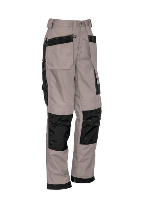 Syzmik Mens Ultralite Multi-Pocket Pants in Khaki Black, featuring durable fabric, swing-away pockets, and Cordura® reinforcements.