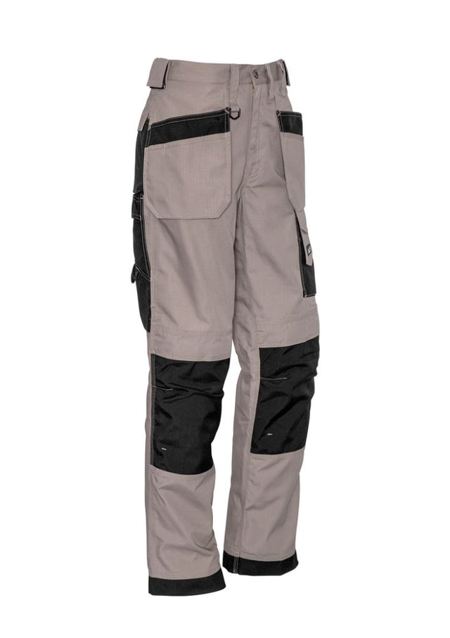 Syzmik Mens Ultralite Multi-Pocket Pants in Khaki Black, featuring durable fabric, swing-away pockets, and Cordura® reinforcements.