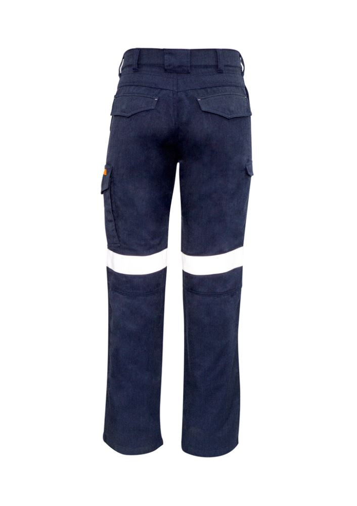 Navy Men’s FR Taped Cargo Pants from Syzmik featuring durable fabric, breathable mesh, and multiple secure pockets for workwear.