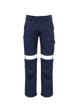 Navy FR Taped Cargo Pants by Syzmik, featuring breathable fabric, FR safety trims, cargo pockets, and enhanced mobility.