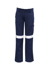 Women's FR Taped Cargo Pant in Navy, featuring durable fabric, cargo pockets, and fire-resistant design for work and comfort.