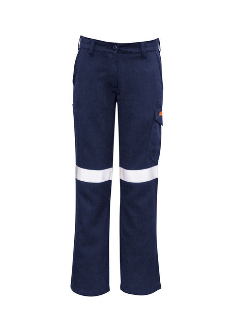 Women's FR Taped Cargo Pant in Navy, featuring durable fabric, cargo pockets, and fire-resistant design for work and comfort.