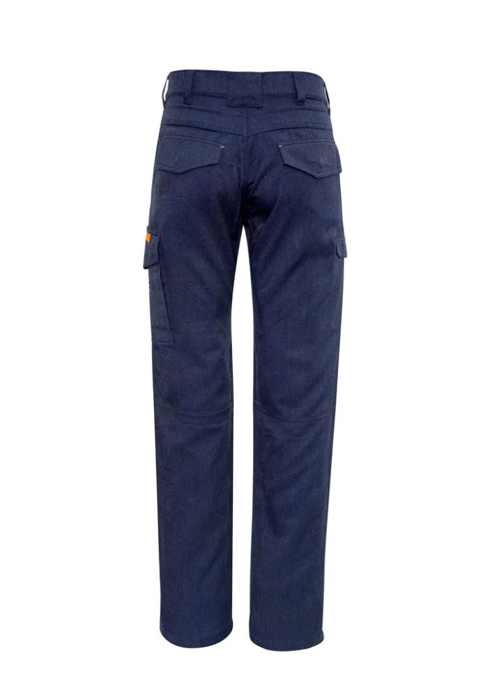 Navy Mens FR Cargo Pant by Syzmik, featuring durable flame-resistant fabric, multiple pockets, and breathable design for work safety.