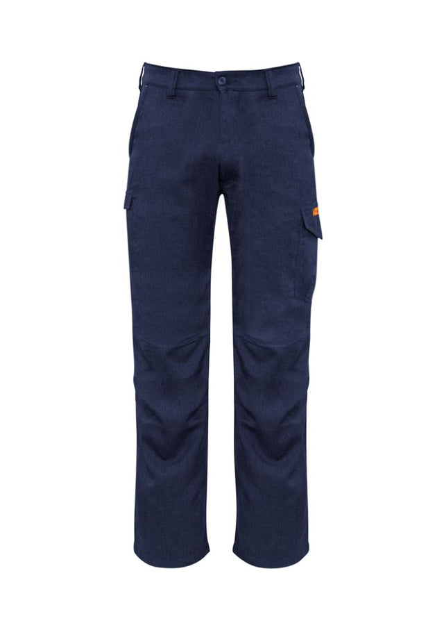 Navy mens fire-resistant cargo pants with multiple pockets, breathable fabric, and a comfortable fit for safety and style.