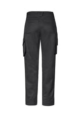 Men's rugged cooling stretch pants in charcoal, size 72, featuring durable ripstop fabric, double-layered knees, and ample storage pockets.