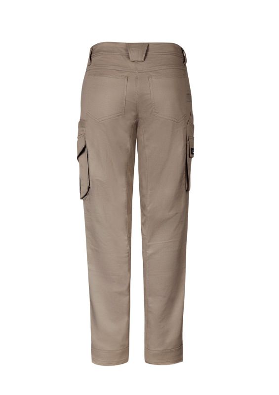 Men's Khaki Rugged Cooling Stretch Pant by Syzmik, featuring breathable ripstop fabric, ample pockets, and durable construction.