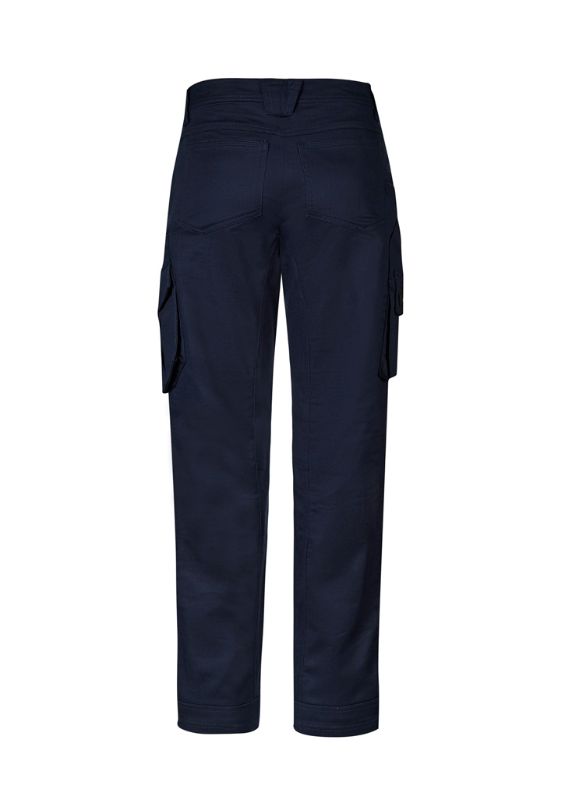 Men's navy cooling stretch pant by Syzmik, featuring durable ripstop fabric, double layer knees, and multiple pockets for utility.