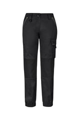 Women’s black Tough Pants by Syzmik, Size 10, featuring durable stretch fabric, multiple pockets, and a modern slim fit design.