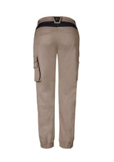 Women's khaki tough pants by Syzmik, size 20, featuring stretch fabric, reinforced knees, and multiple pockets for workwear.