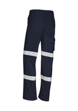Men's navy work pants with Bio Motion tape, featuring durable fabric, multiple pockets, and night safety compliance.