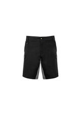 Men's black stretch shorts by Syzmik featuring 4-way stretch, slim fit, multiple secure pockets, and breathable fabric.
