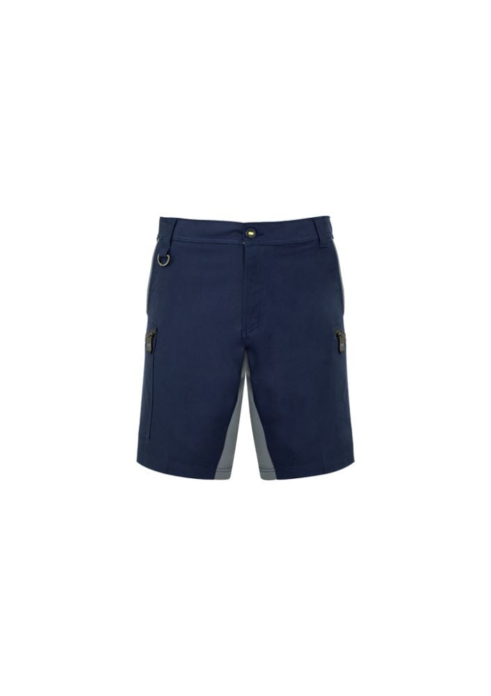 Men's Navy Streetworx Stretch Shorts by Syzmik featuring a slim fit, durable fabric, and multiple secure pockets.