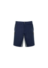 Men's Navy Streetworx Stretch Shorts by Syzmik featuring a slim fit, durable fabric, and multiple secure pockets.