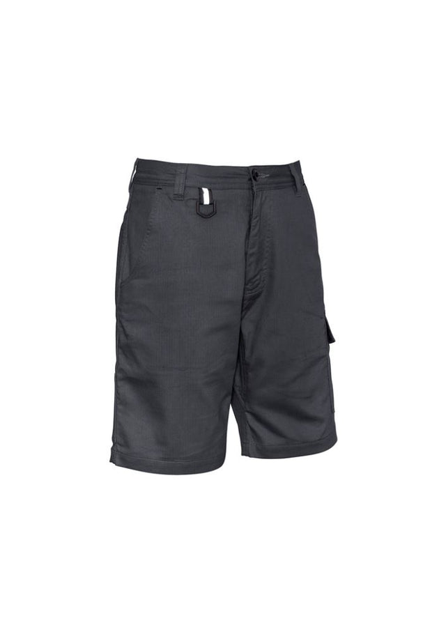 Men's rugged charcoal cooling vented shorts by Syzmik, featuring durable cotton fabric, maximum airflow, and multiple pockets.