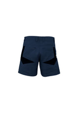 Men's navy rugged cooling shorts with mechanical stretch, mobile pocket, and Cordura reinforced back pockets for durability.