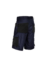 Mens Ultralite Multi-pocket Shorts in Navy/Black, featuring 15 pockets and durable ripstop fabric for tradesmen's comfort and utility.