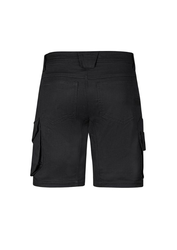 Syzmik Men's Rugged Cooling Stretch Shorts in Black, Size 87, featuring durable ripstop fabric and multi-tool pockets for convenience.