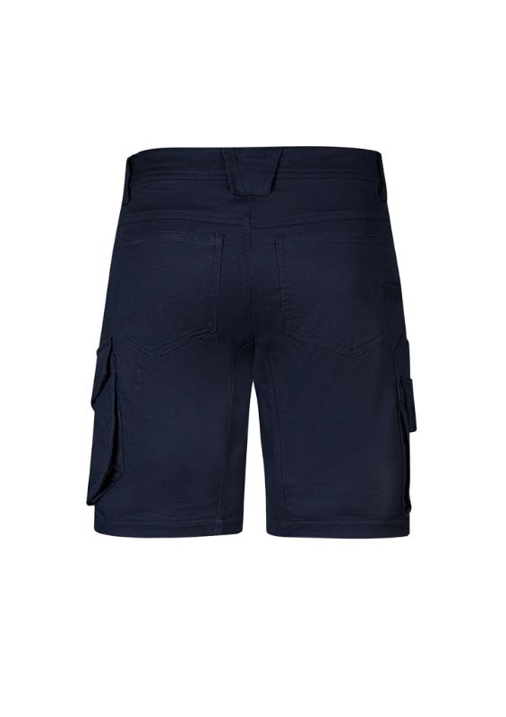 Men's navy cooling stretch shorts from Syzmik, featuring ripstop fabric, multiple pockets, and a modern straight fit.