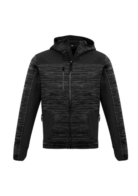 Unisex Streetworx Reinforced Knit Hoodie in Gunmetal Black, featuring durable fabric, thumbhole cuffs, and multiple zip pockets.