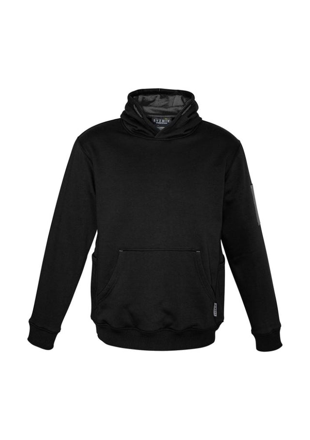 Unisex multi-pocket hoodie in black charcoal, 5XL, featuring fleece lining and practical pockets for comfort and utility.