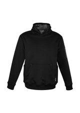 Unisex black charcoal multi-pocket hoodie with fleece lining, drawstring, and various pockets for functionality and warmth.