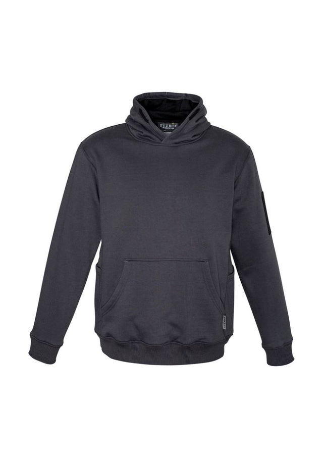 Unisex charcoal black multi-pocket hoodie featuring fleece lining, durable fabric, and multiple secure pockets for essentials.