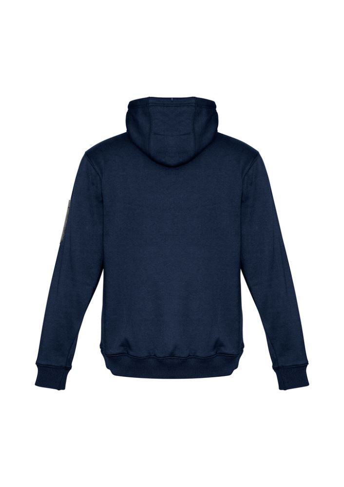 Unisex Multi-pocket Hoodie in Navy and Charcoal, XL, featuring fleece lining, multiple pockets, and a safety drawstring.