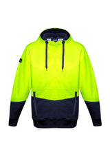 Unisex Hi-Vis Jacquard Hoodie in Yellow and Navy, 7XL, featuring durable fabric, zippered pockets, and a stylish fit.