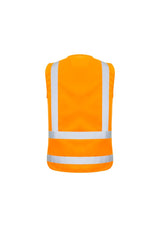 Orange Syzmik Men's TTMC-W Zip Vest with zip front, ID pocket, and breathable fabric, ensuring safety and visibility on-site.