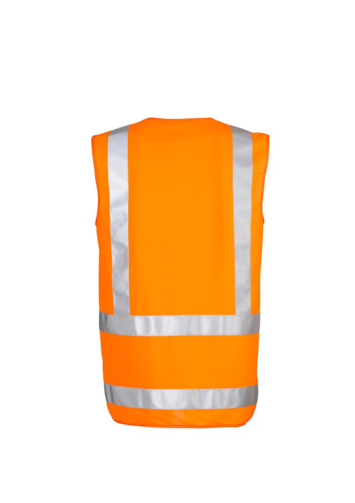 Unisex TTMC-W Basic Vest in bright orange, featuring 3M reflective tape and quick release fastener for high visibility safety.