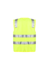 High visibility yellow vest for safety, featuring a full zip front, reflective tape, and an ID pocket, available in 5XL.