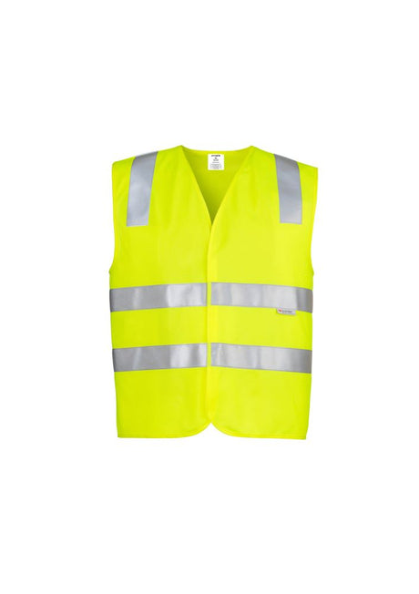 Unisex Hi-Vis Basic Vest in yellow, size 5XL, made of durable polyester with reflective tape for enhanced visibility and safety.