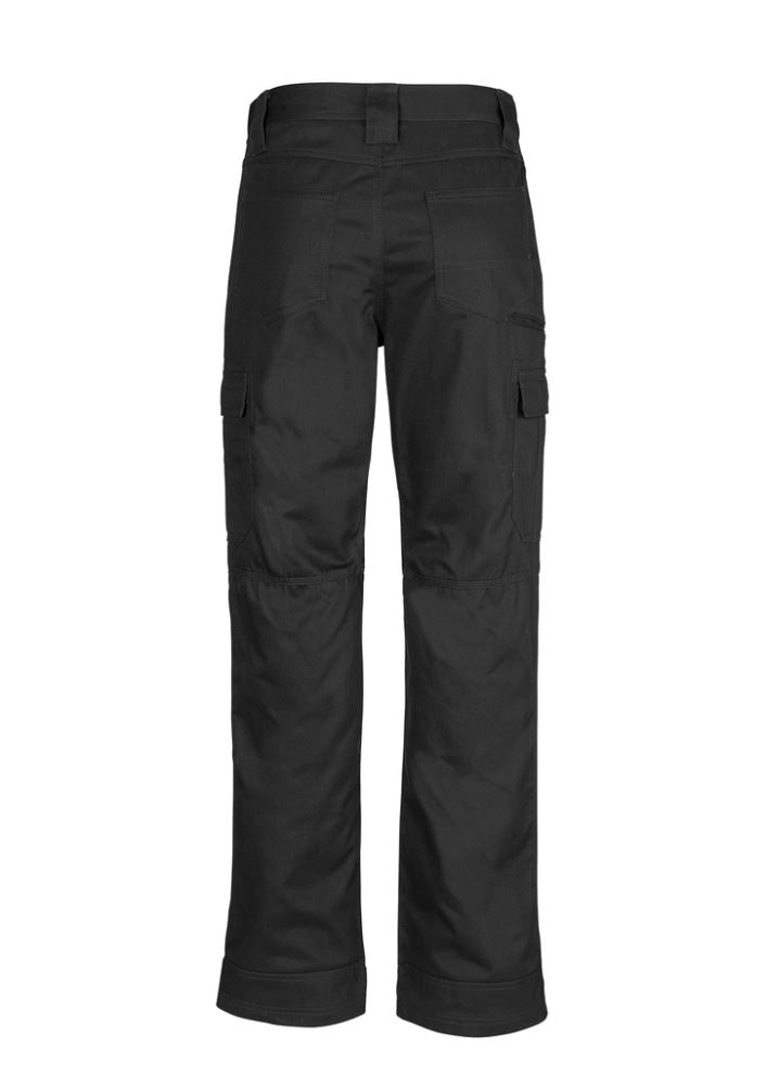 Men's midweight drill cargo pant in stout black, made from durable 100% cotton twill with multi pockets and reinforced knees.