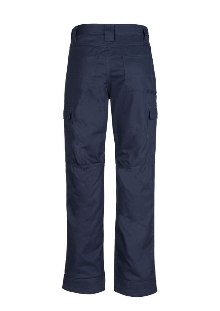 Men's Stout Navy cargo pants by Syzmik, made from durable 100% cotton, featuring multiple pockets and reinforced knees for workwear.