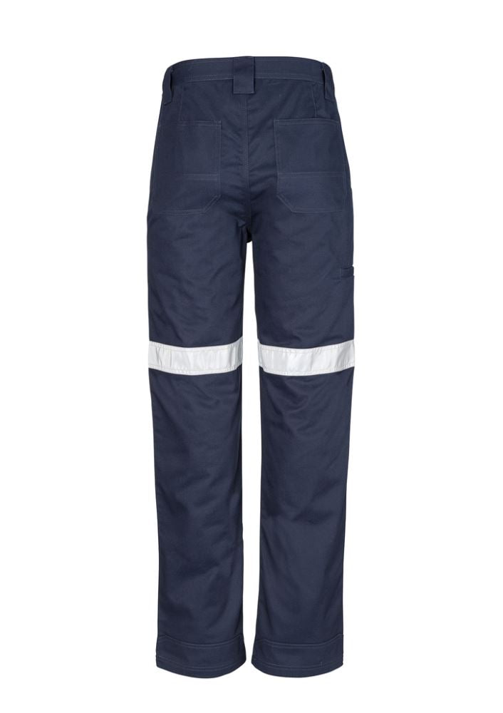 Syzmik Men's Taped Utility Pant in Stout Navy, featuring durable cotton twill, reflective tape, and reinforced pockets for tradesmen.