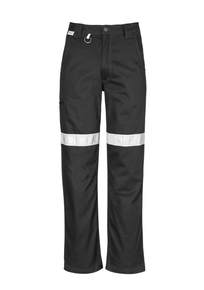 Syzmik Men's Taped Utility Pant in Stout Navy, featuring durable cotton twill, reflective tape, and reinforced pockets for visibility.