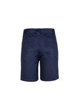 Mens Plain Utility Shorts in Navy, featuring durable cotton twill, reinforced pockets, and a practical 'D' ring for keys.